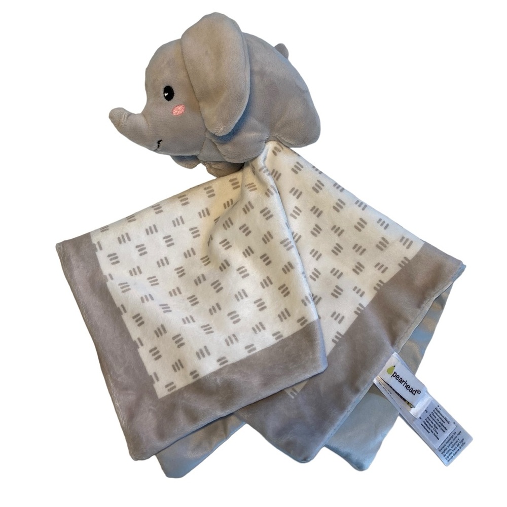 Pearhead Elephant Baby Lovey Plush Gray White Stripe 13" Security Blanket 2020